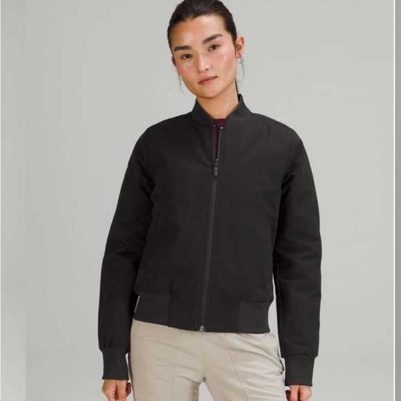 NWT Lululemon Non-Stop Cotton Blend Athletic Yoga windproof Bomber Jcket Black 2 - Picture 1 of 4